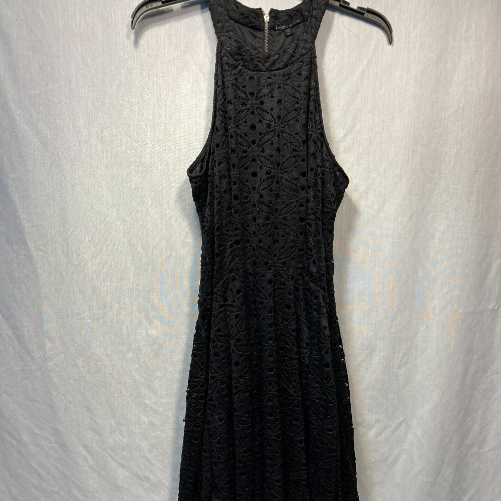 BE BOP Y2K BLACK PARTY SLEEVELESS  ZIP UP EYELET DRESS SIZE XL